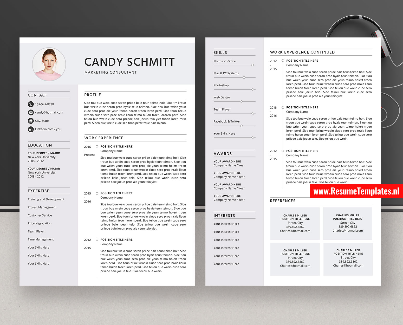 Modern CV Template / Resume Template for MS Word, Curriculum Vitae, Cover  Letter, Professional Resume, Creative Resume, Teacher Resume, Editable Intended For Microsoft Word Resumes Templates