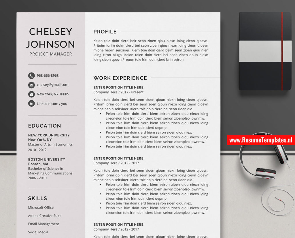 Editable CV Template / Resume Template for Microsoft Word, Curriculum ...