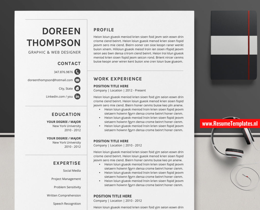 For Mac Pages: Professional Resume Template / CV Template for Mac Pages ...