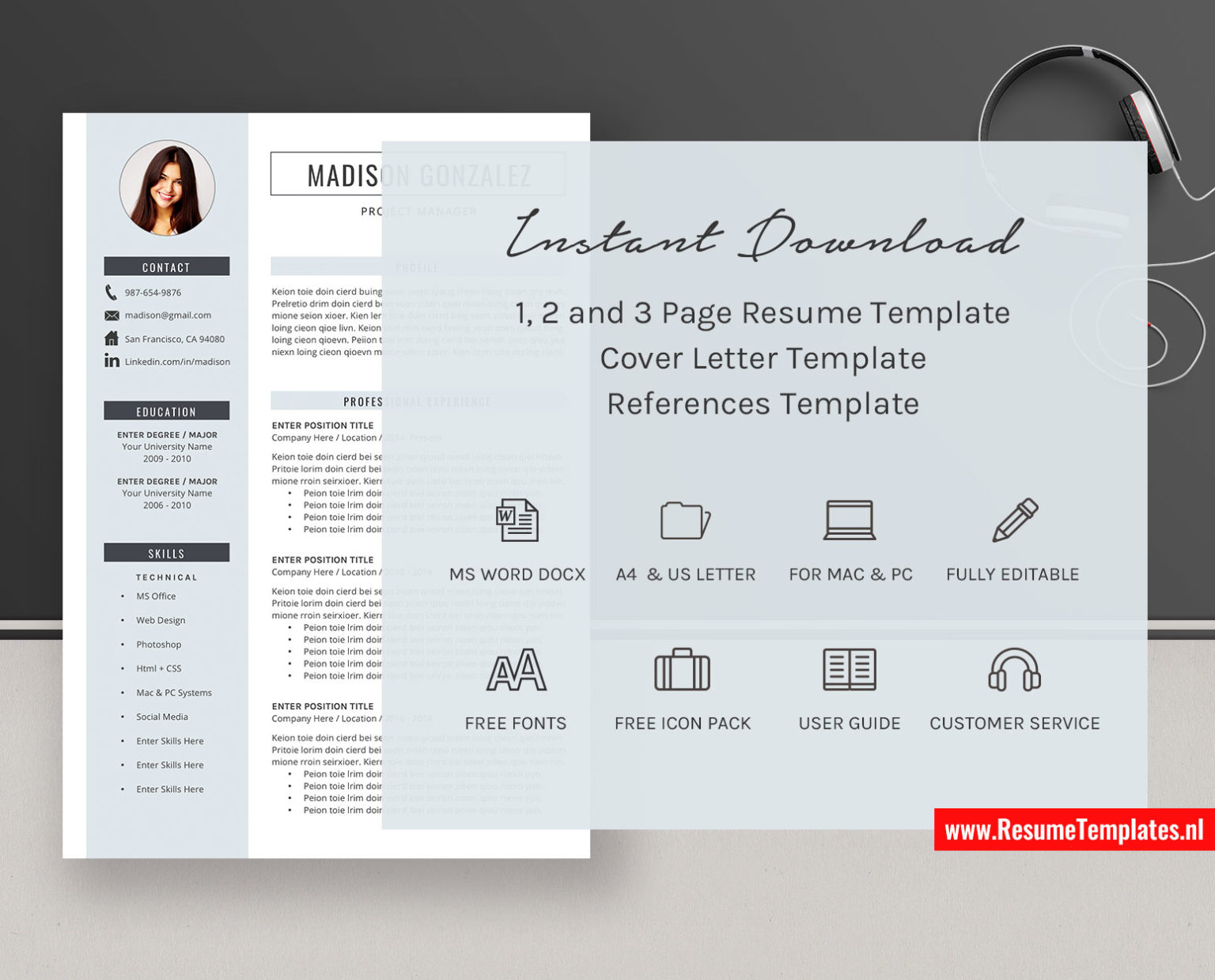 Simple CV Template / Resume Template for Microsoft Word, Clean ...