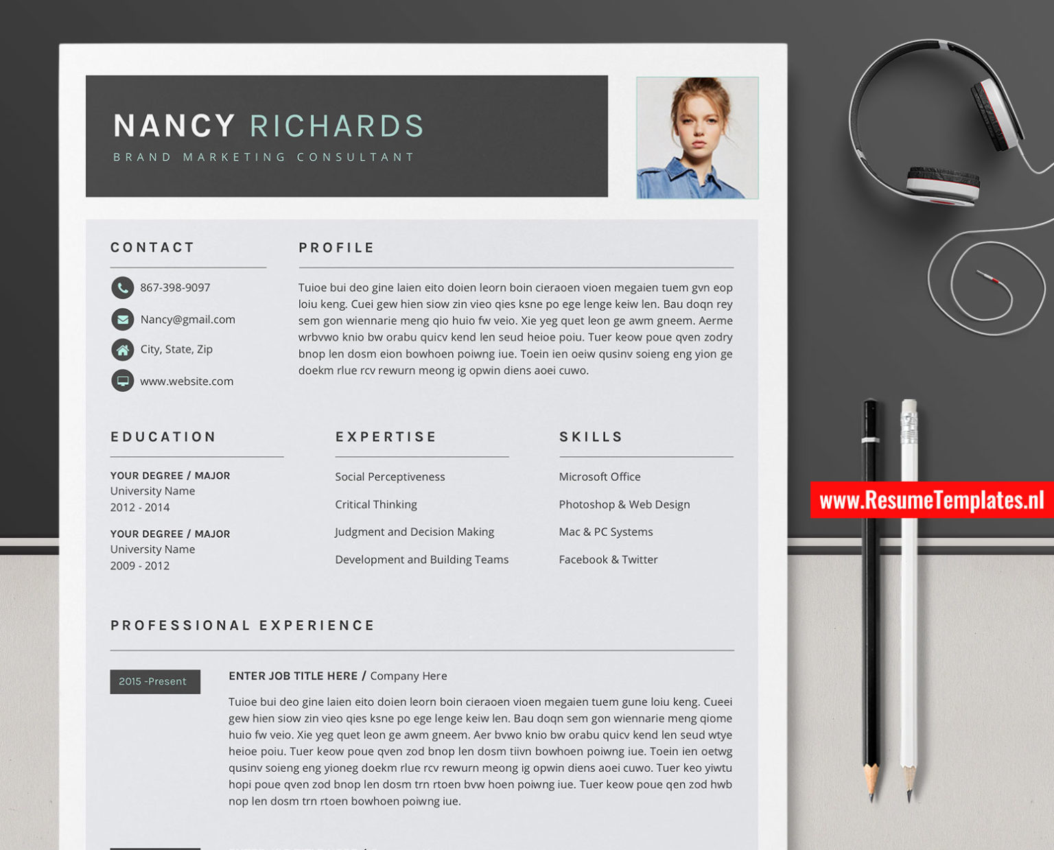 For Mac Pages: Professional Resume Template / CV Template for Mac Pages ...