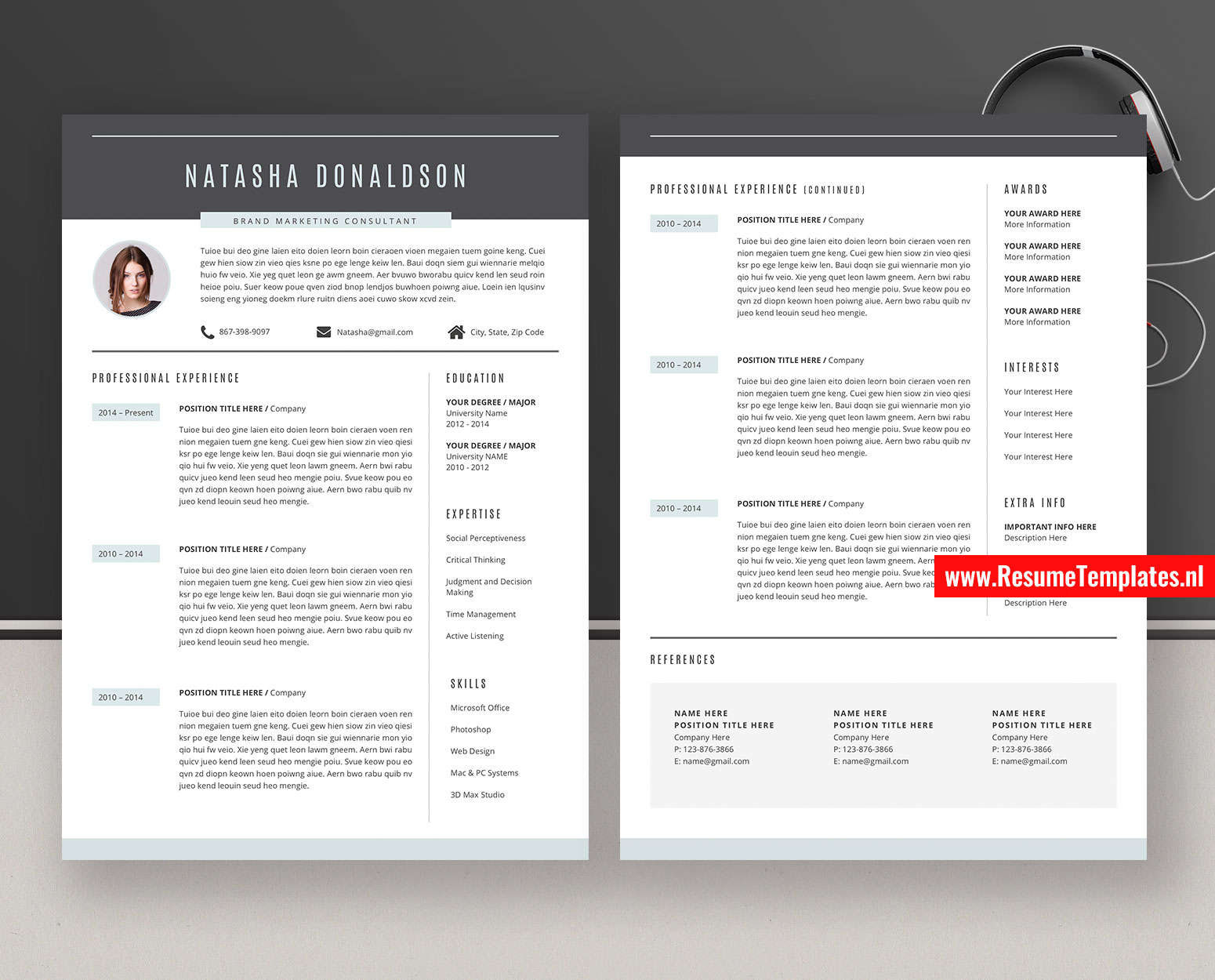 Modern Resume Templates / CV Templates, Cover Letter, MS Word Resume, Professional and Creative ...