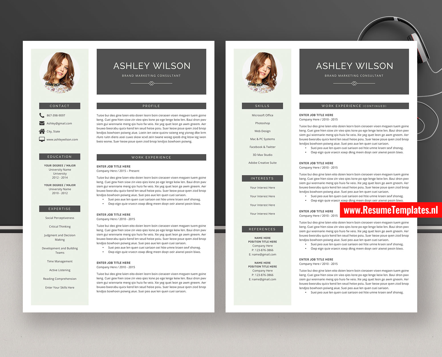 Goede Modern CV Template / Resume Template for MS Word, Curriculum Vitae WB-05