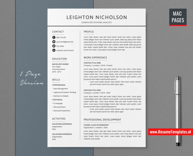 For Mac Pages: Simple CV Template / Resume Template for Mac Pages ...