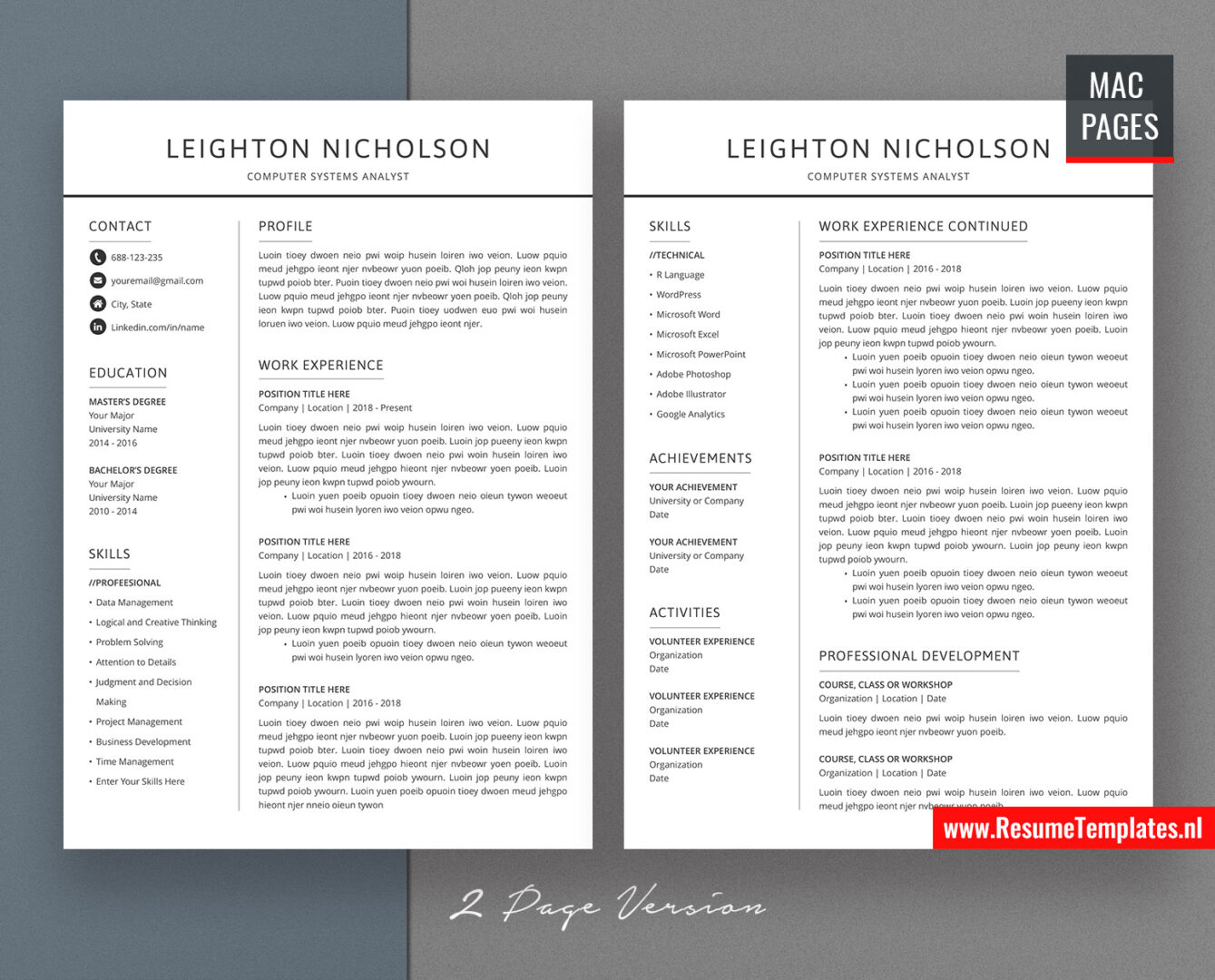 For Mac Pages: Simple CV Template / Resume Template for Mac Pages ...