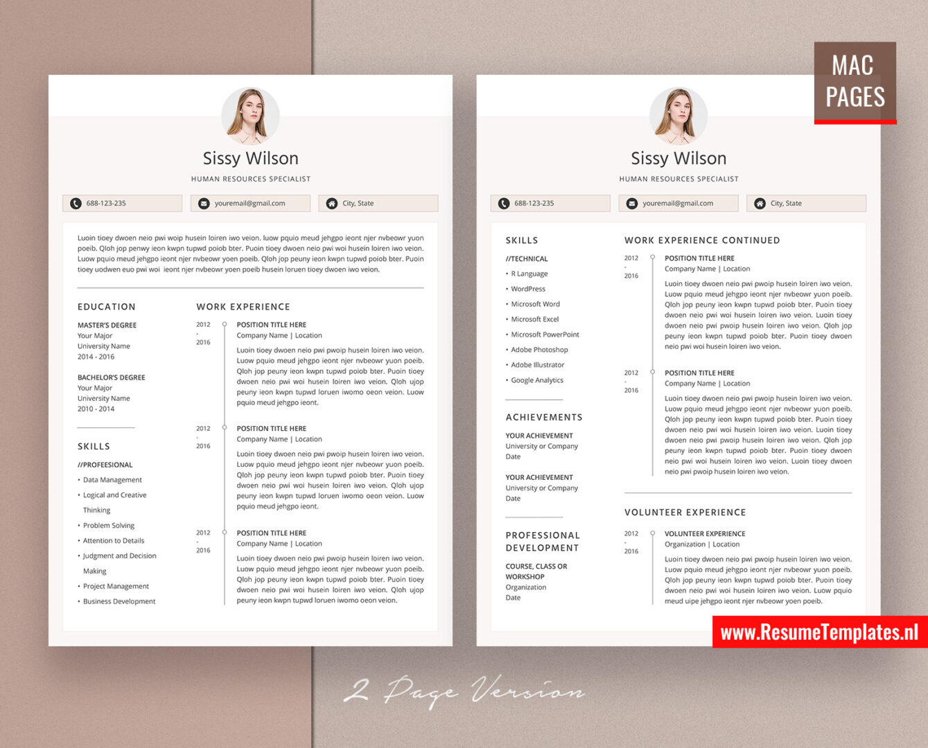 For Mac Pages: Modern CV Template / Resume Template for Mac Pages, with ...