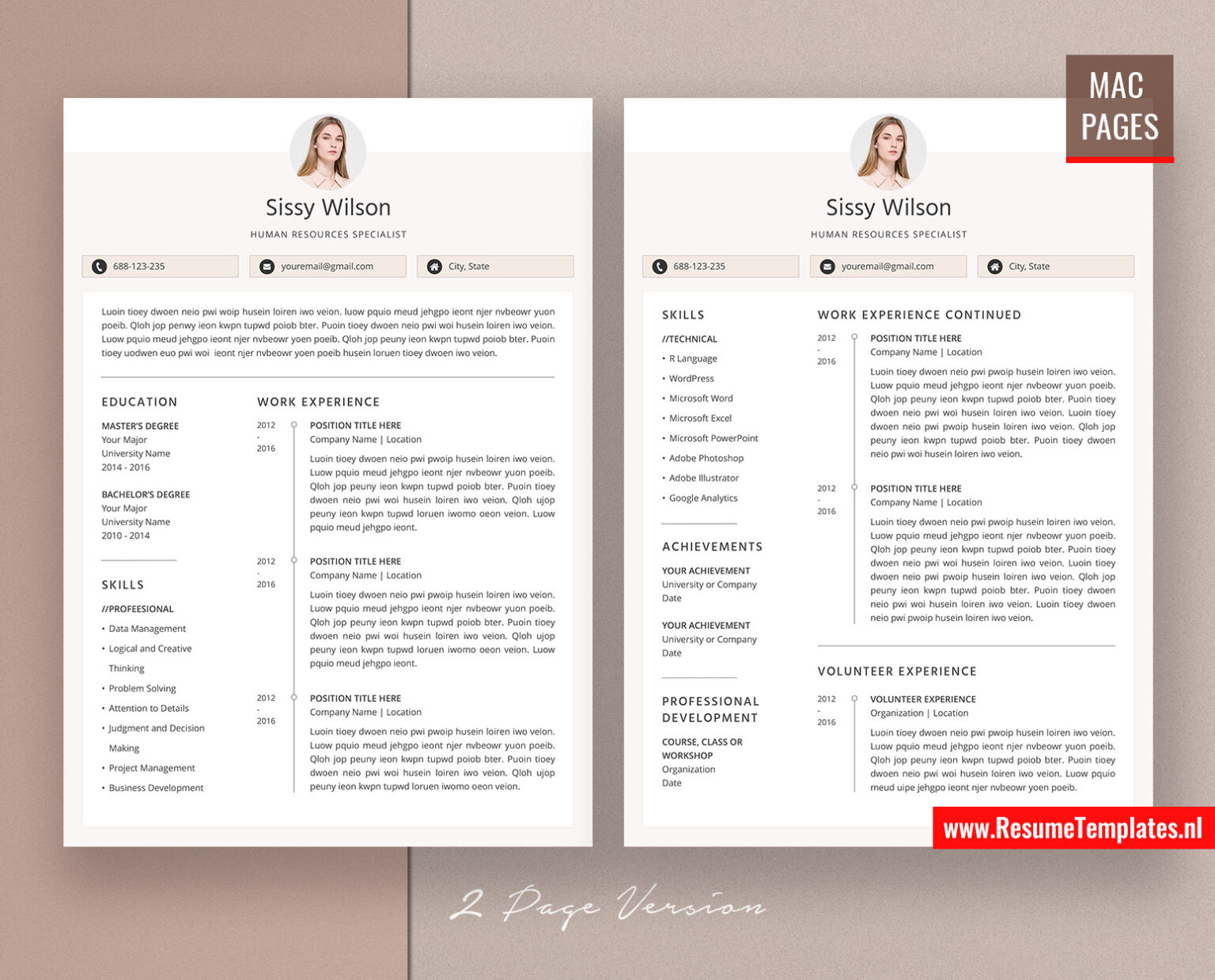 For Mac Pages: Modern CV Template / Resume Template for Mac Pages, with ...