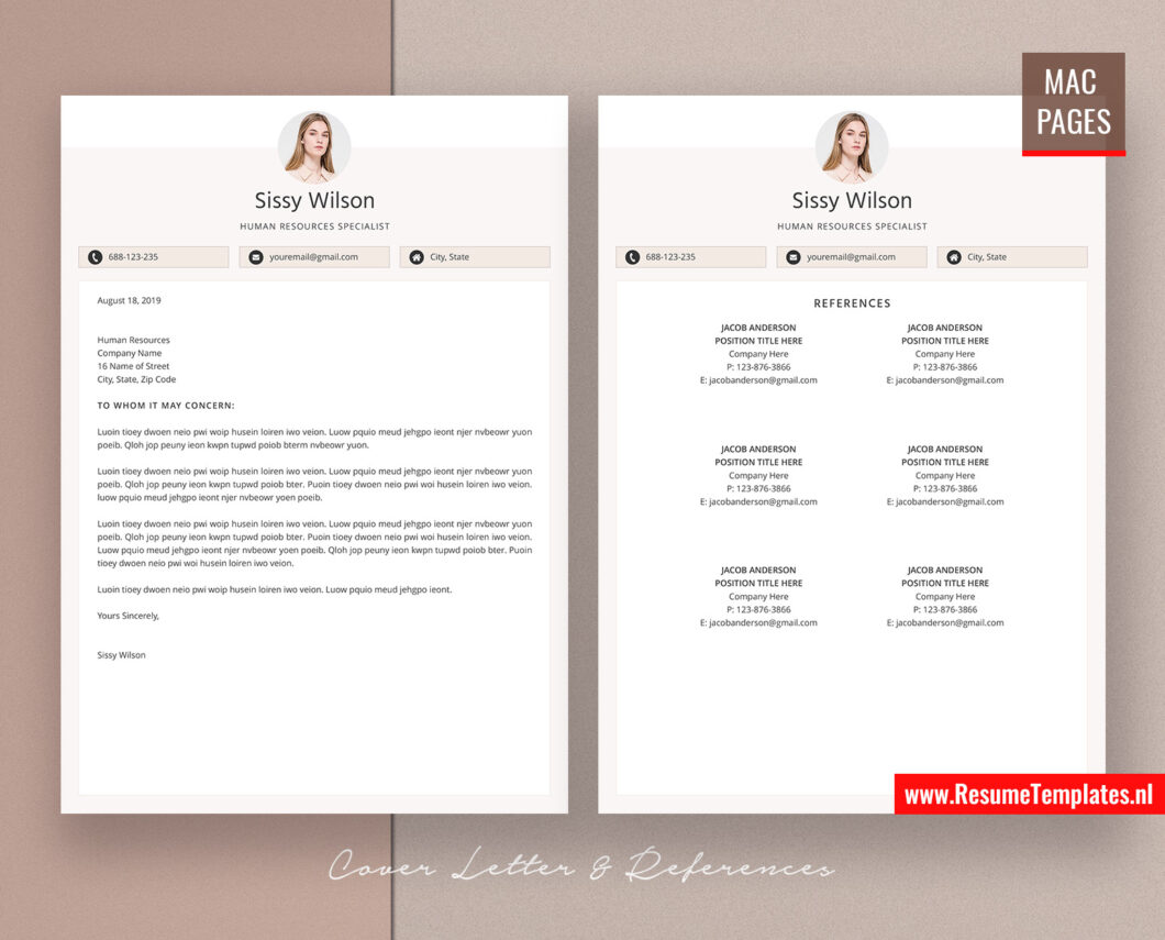 For Mac Pages: Modern CV Template / Resume Template for Mac Pages, with ...