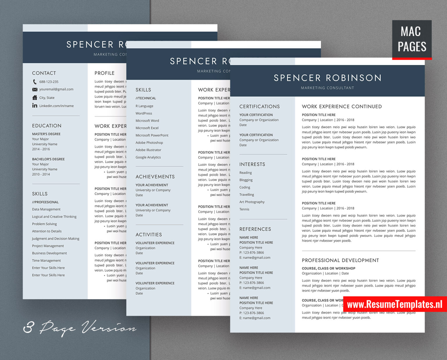 For Mac Pages: Simple Resume Template / CV Template for Mac Pages ...