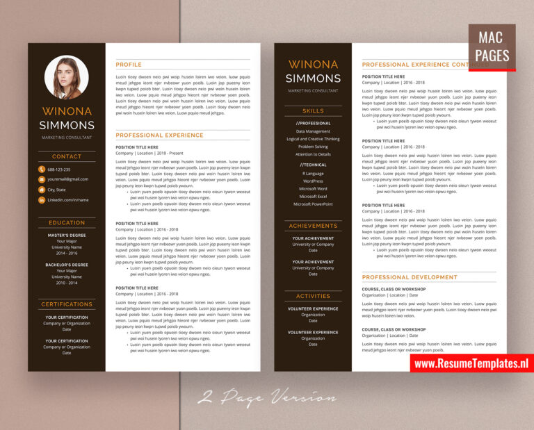 For Mac Pages: Creative CV Template / Resume Template for Mac Pages ...