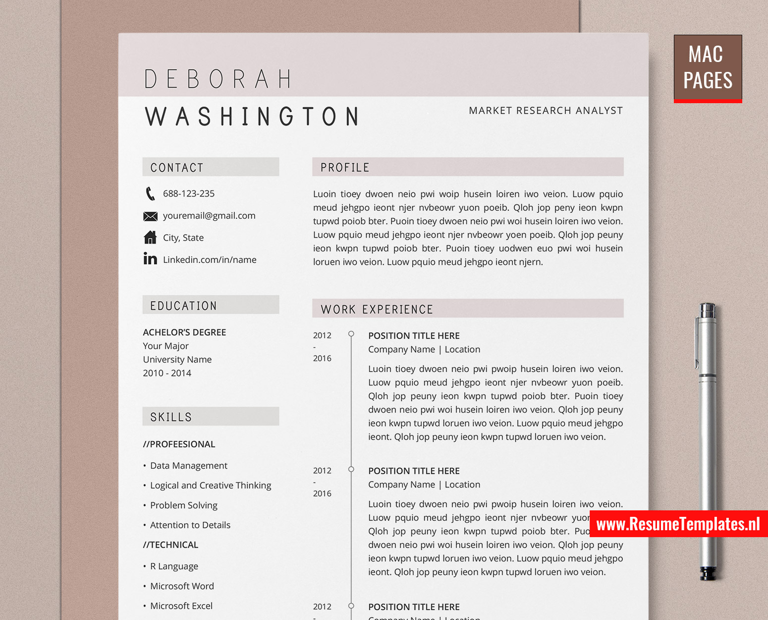 free creative resume templates for pages