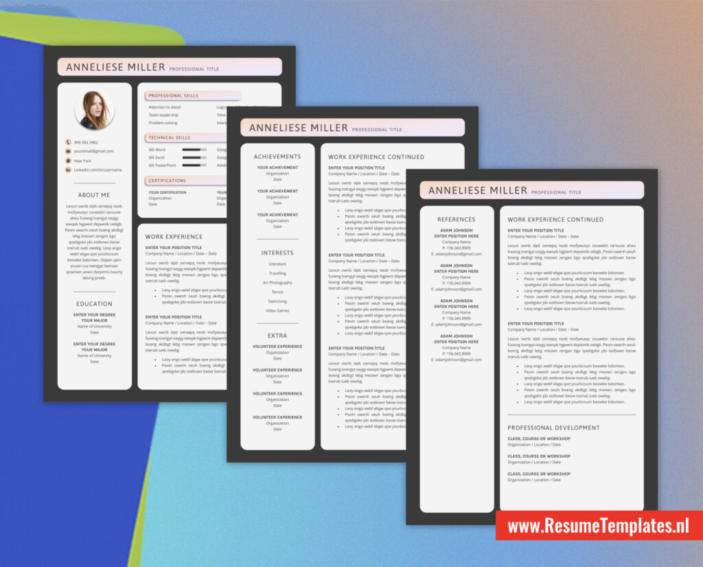 Unique Resume / CV Template for MS Word, Professional Resume Template