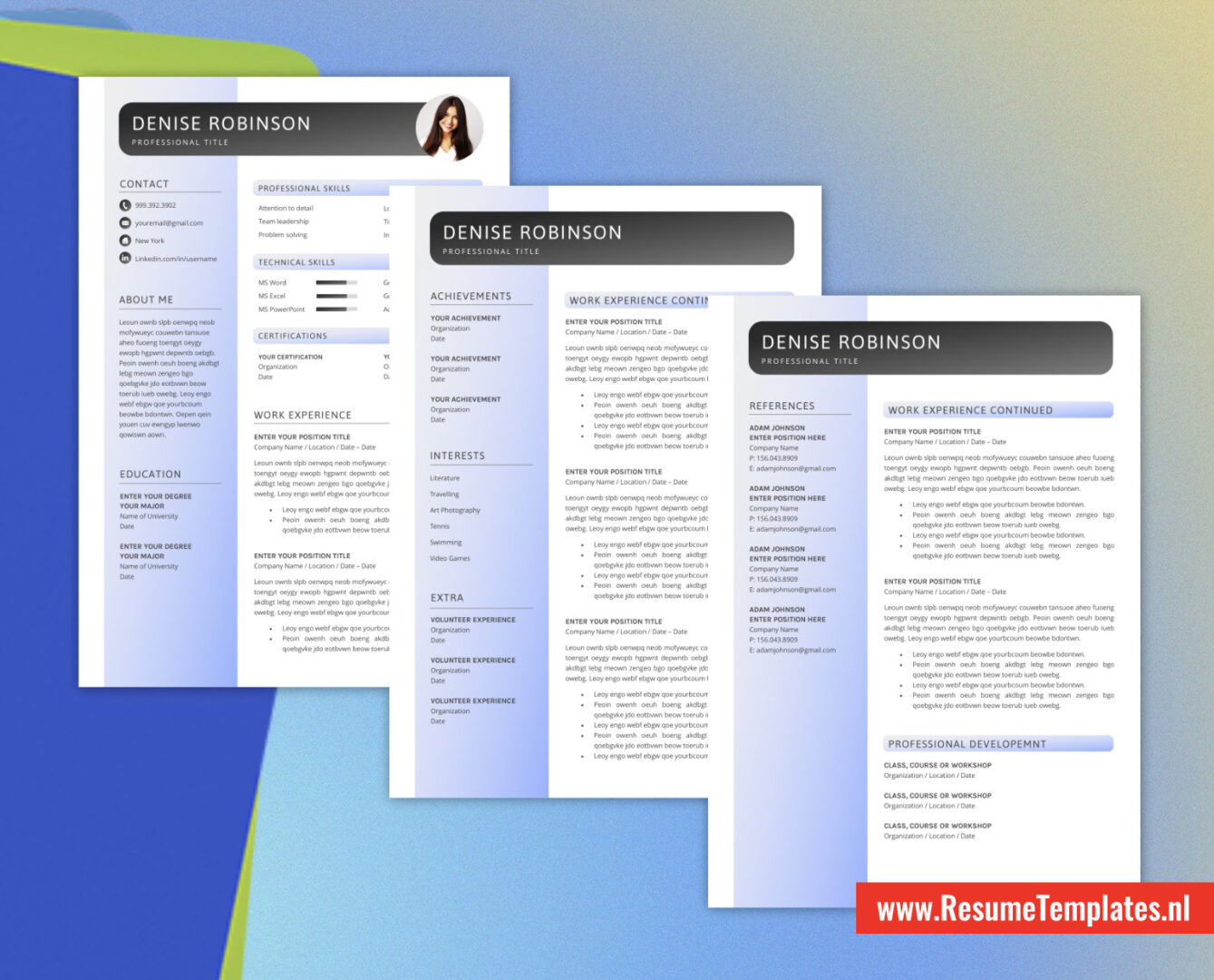 Unique Resume / CV Template for MS Word, Professional Resume Template