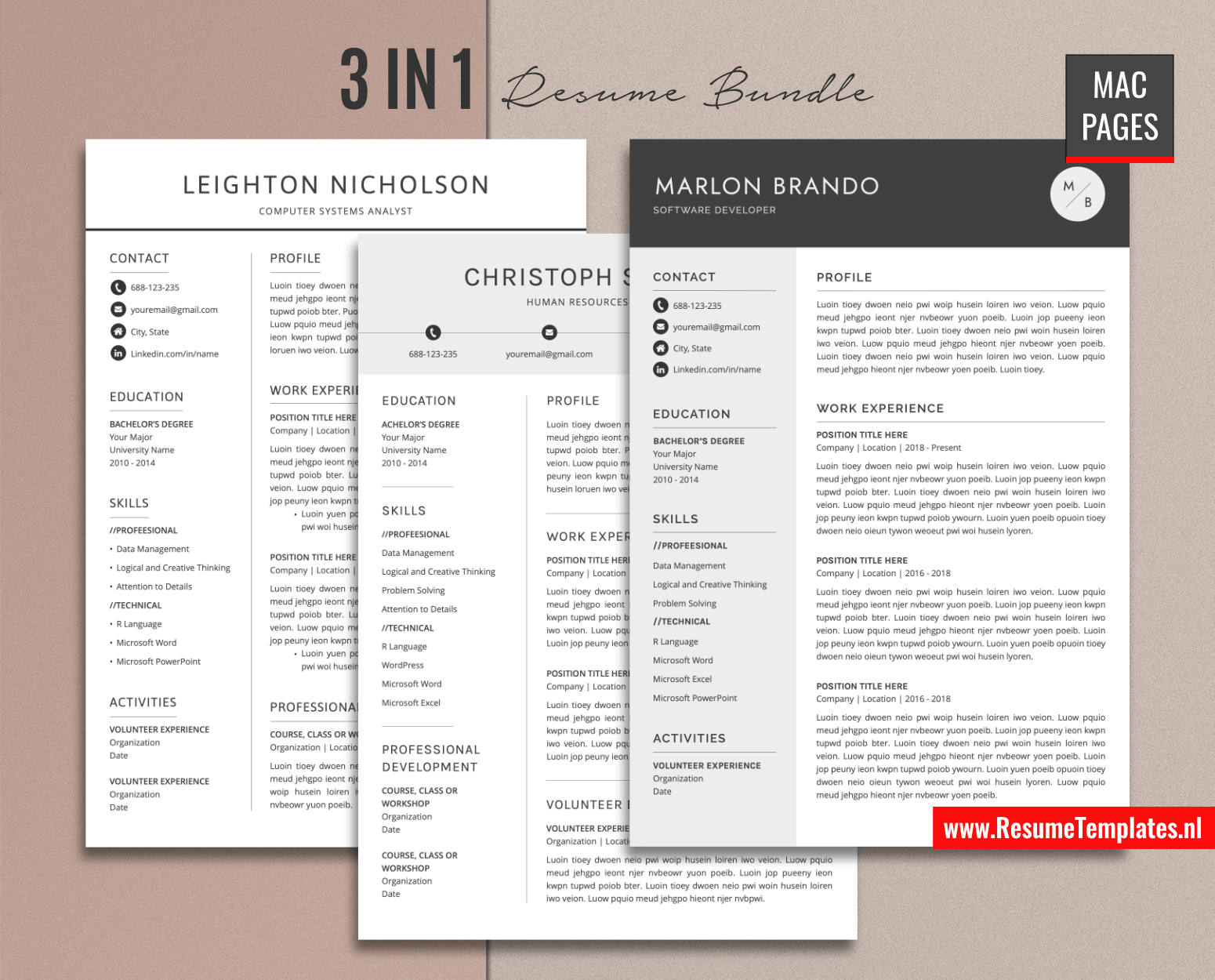 www.ResumeTemplates.nl-resume template for mac pages