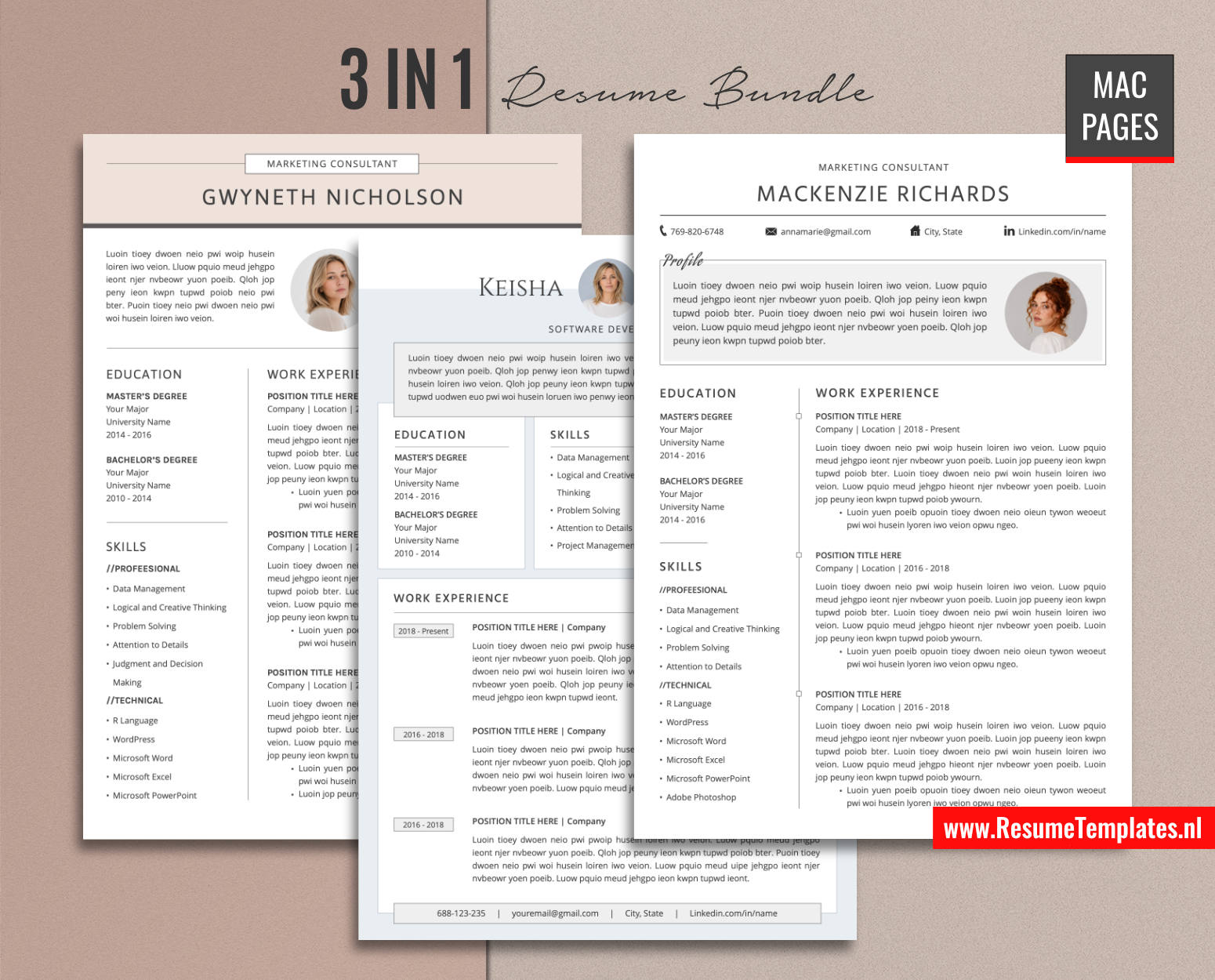 www.ResumeTemplates.nl-resume template for mac pages