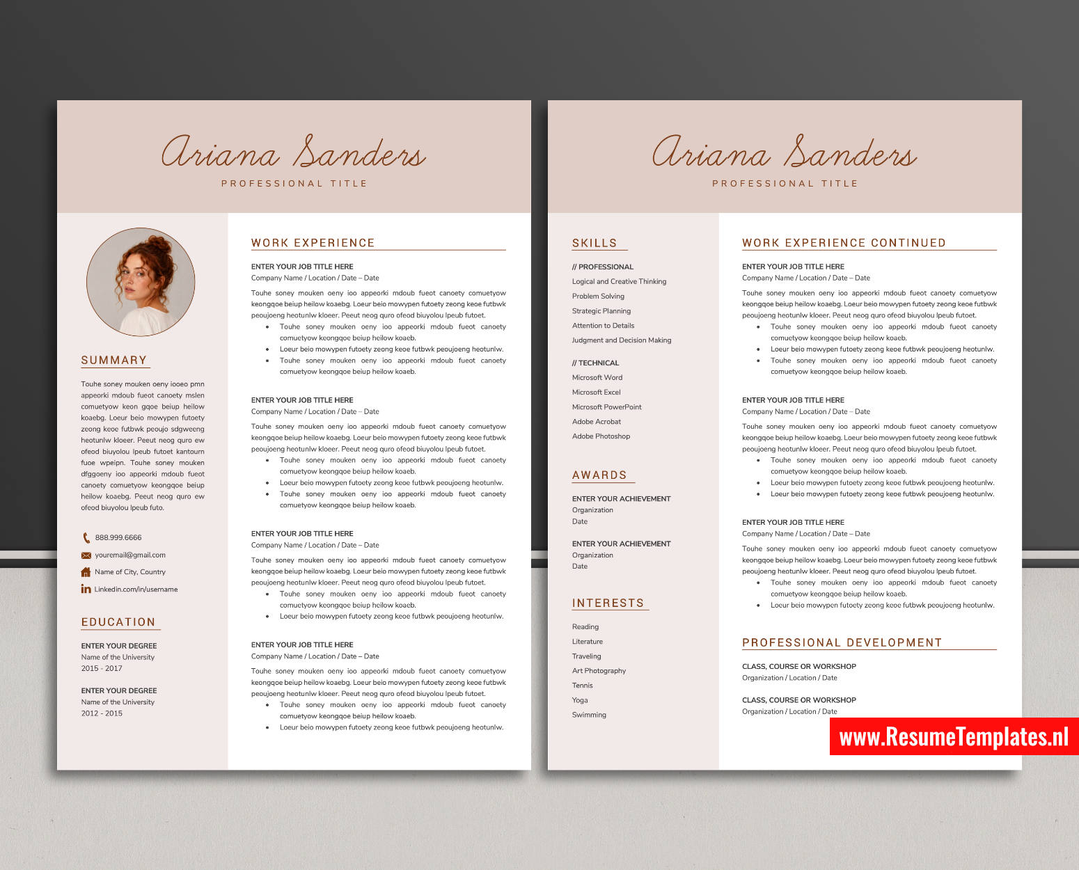 www.ResumeTemplates.nl-reusme template for ms word images