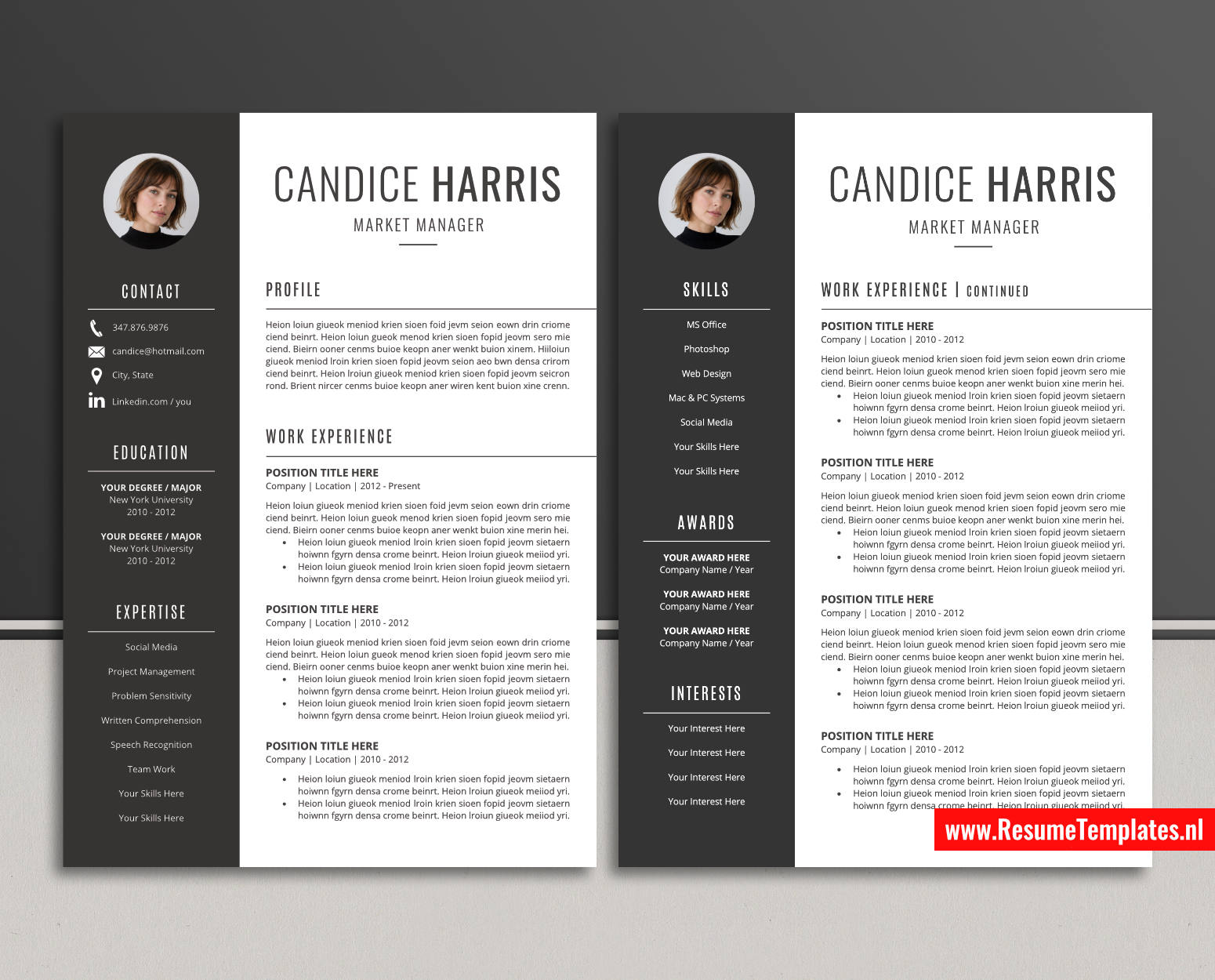 www.ResumeTemplates.nl-reusme template for ms word images