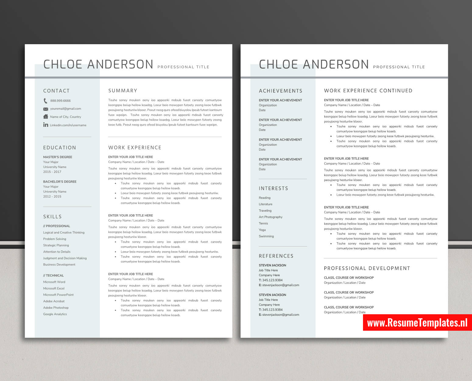 www.ResumeTemplates.nl-reusme template for ms word images