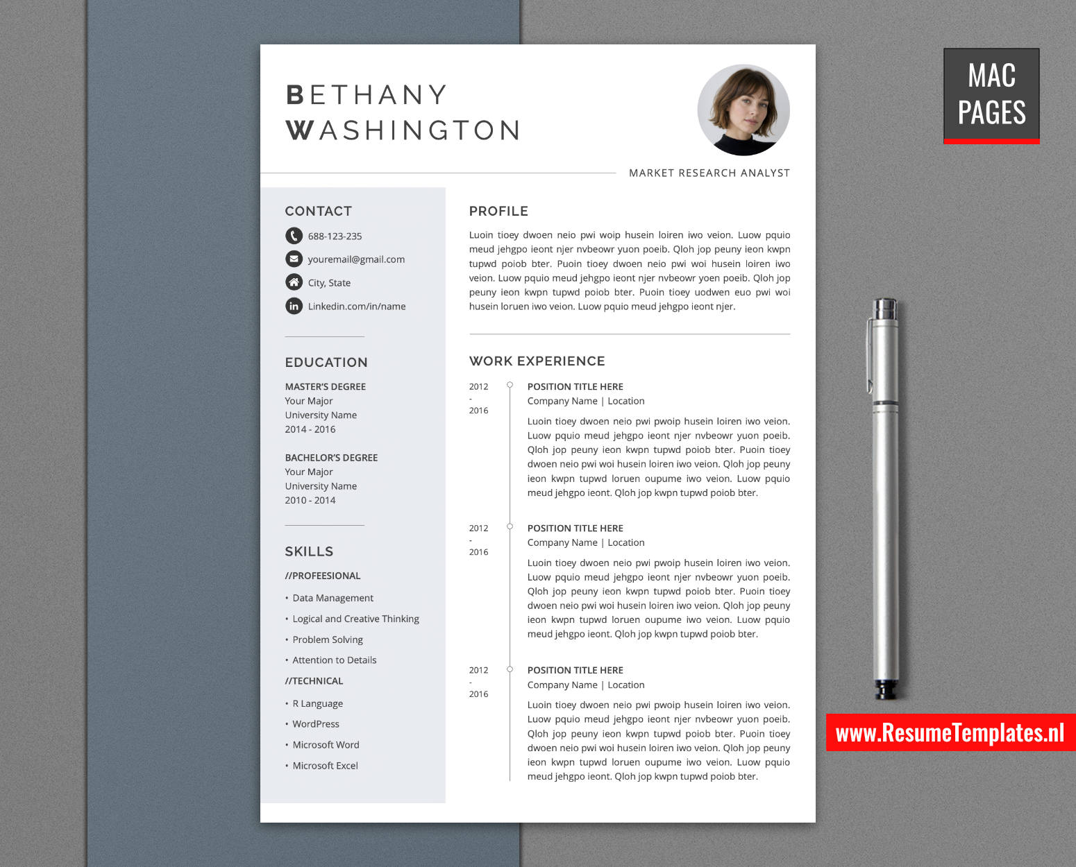 www.ResumeTemplates.nl-resume template for mac pages
