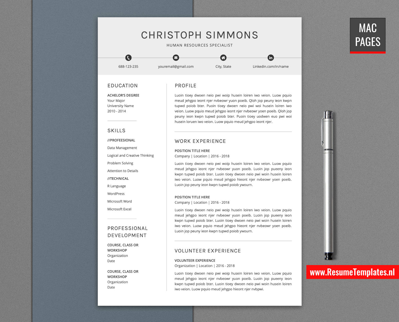 www.ResumeTemplates.nl-resume template for mac pages