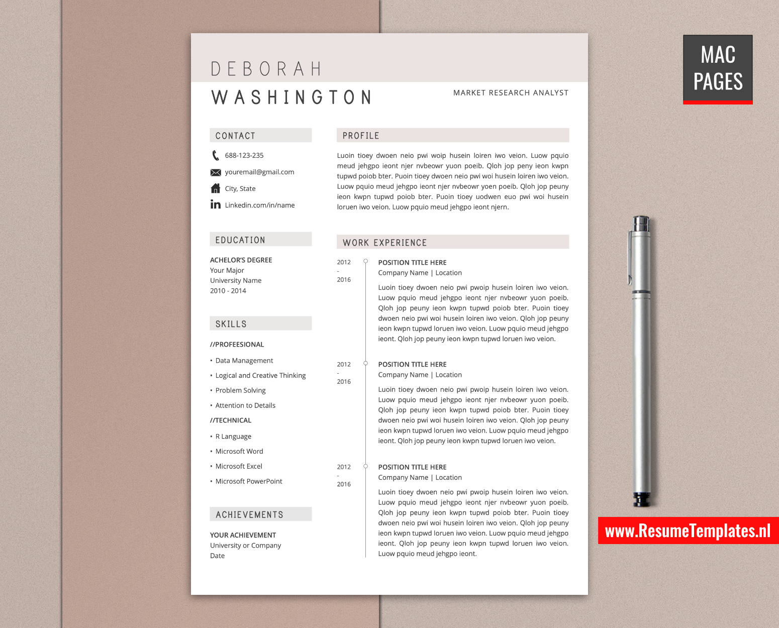 www.ResumeTemplates.nl-resume template for mac pages