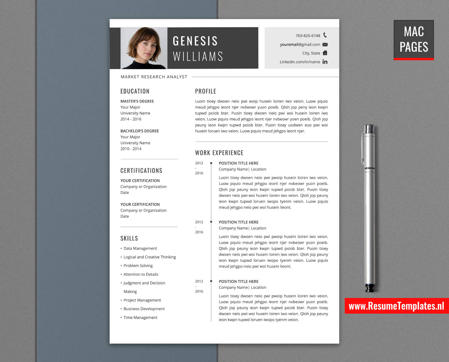 www.ResumeTemplates.nl-resume template for mac pages