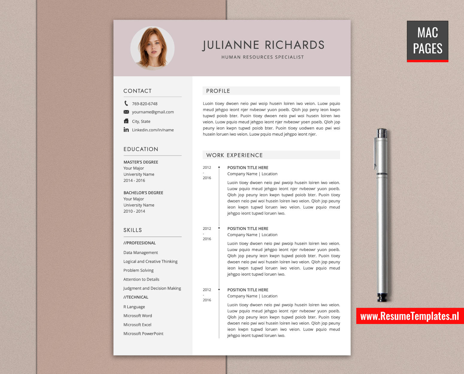 www.ResumeTemplates.nl-resume template for mac pages
