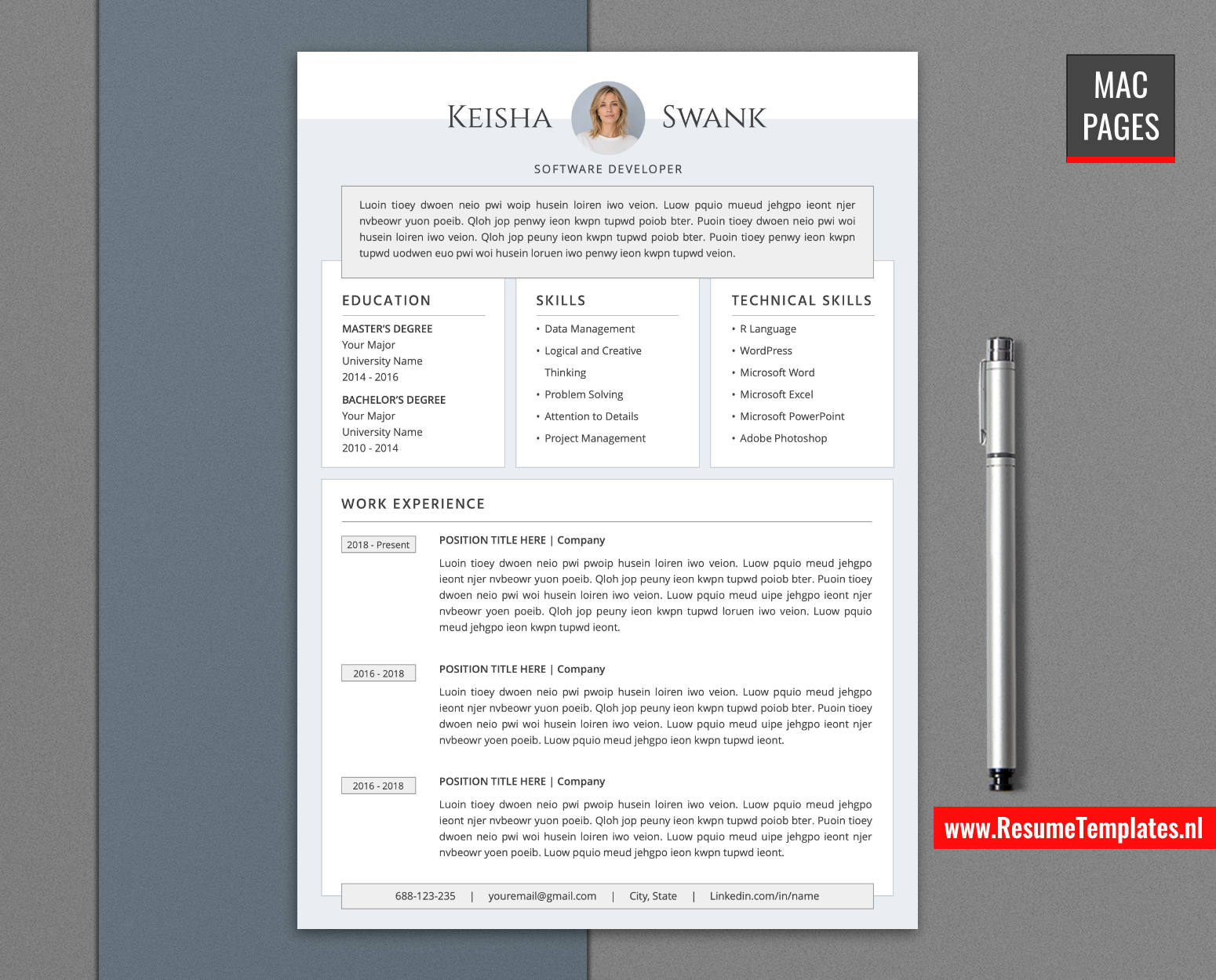 www.ResumeTemplates.nl-resume template for mac pages