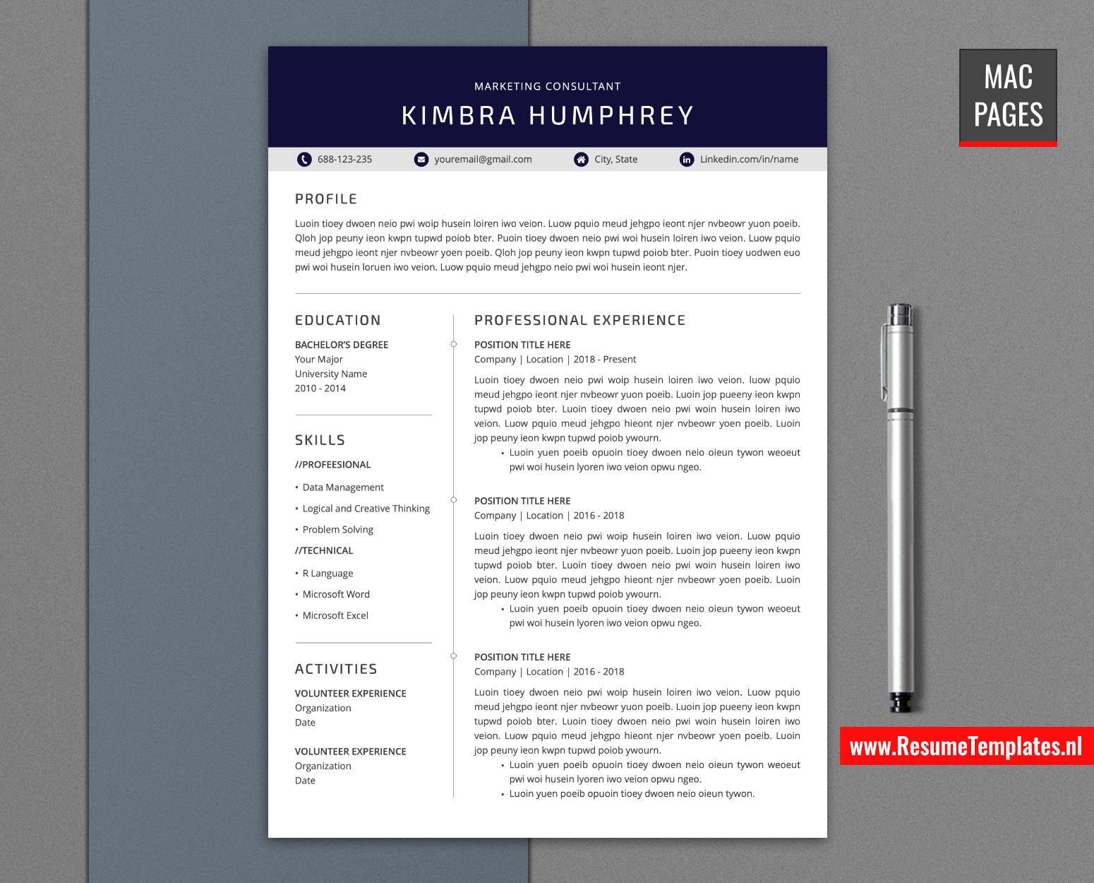 www.ResumeTemplates.nl-resume template for mac pages
