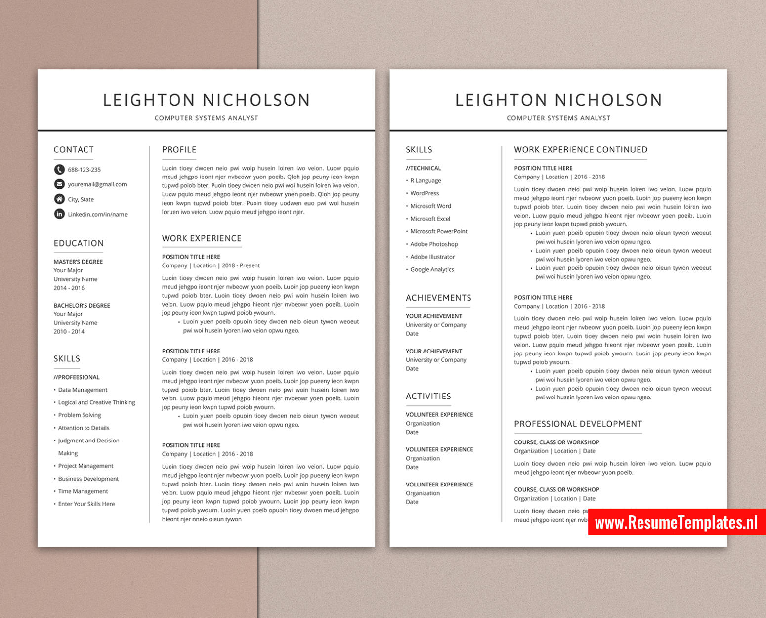 www.ResumeTemplates.nl-resume template for mac pages