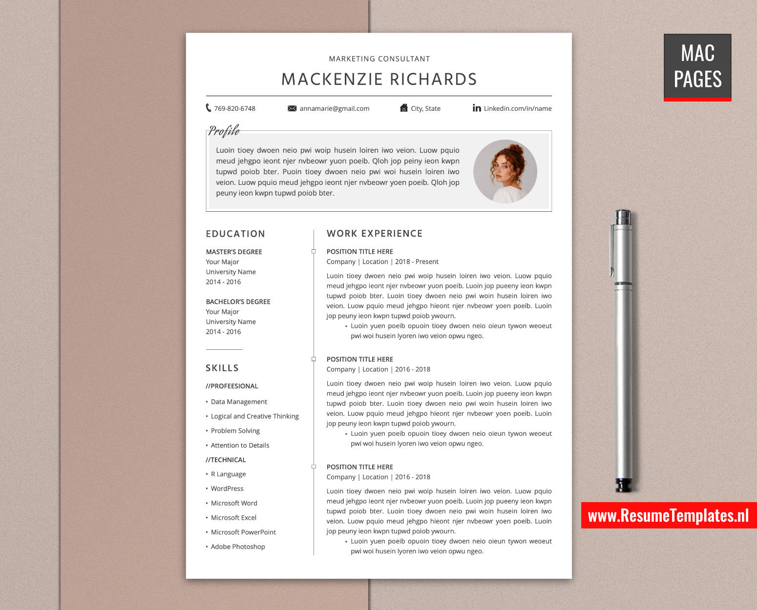 www.ResumeTemplates.nl-resume template for mac pages