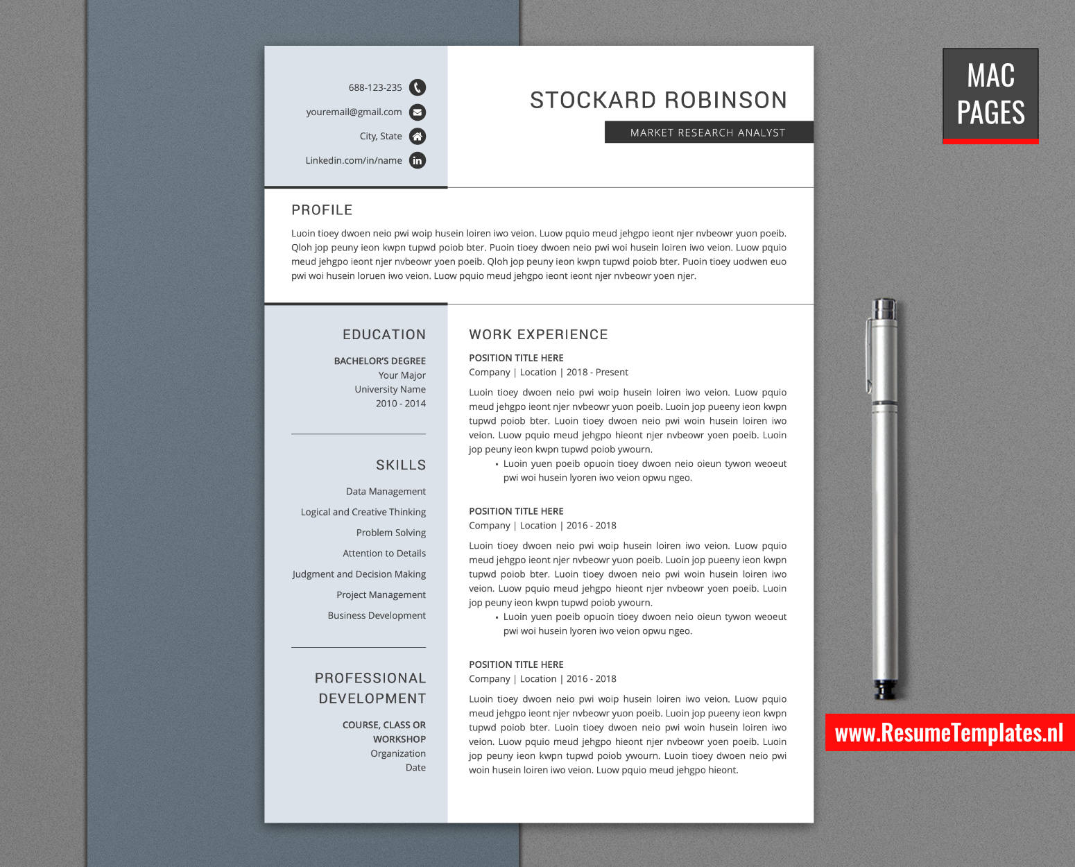 www.ResumeTemplates.nl-resume template for mac pages
